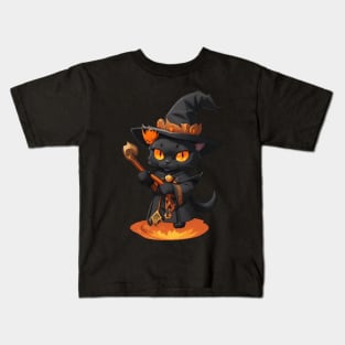 Mystic Mage Cat - Titian Whiskitian Kids T-Shirt